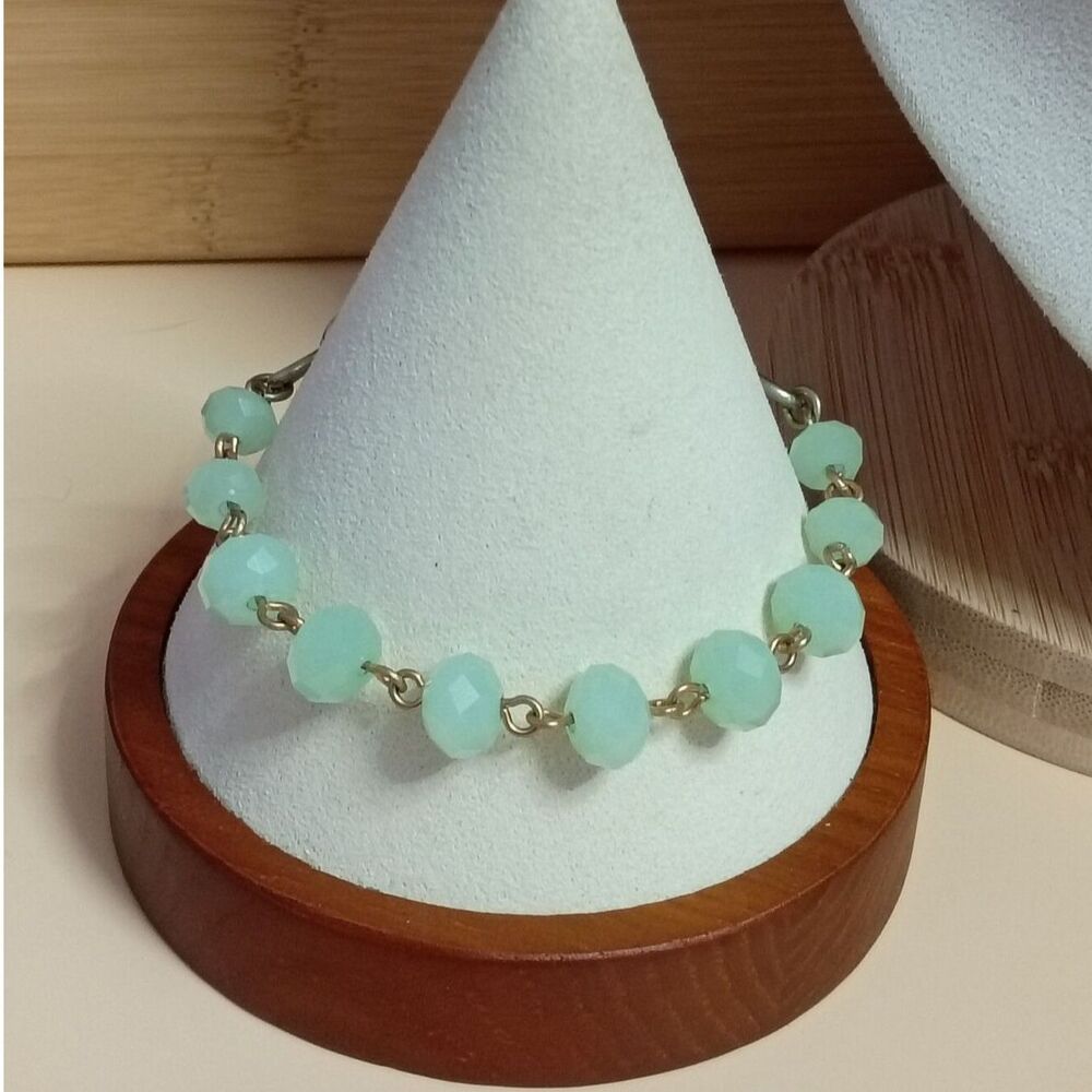 Vintage Premier Designs Green Faceted Necklace with Detachable Matching Bracelet - Picture 3 of 9